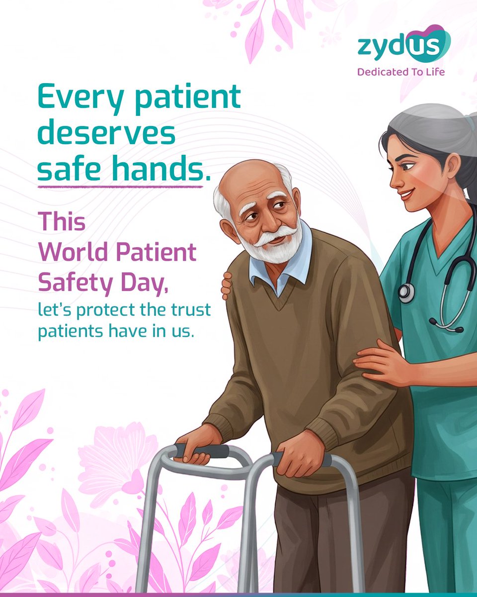 Patient safety is the foundation of quality care.

Together, let’s create a healthcare environment where safety, trust, and care come first.

#Zydus #ZydusGroup #WorldPatientSafetyDay #PatientSafety #Care