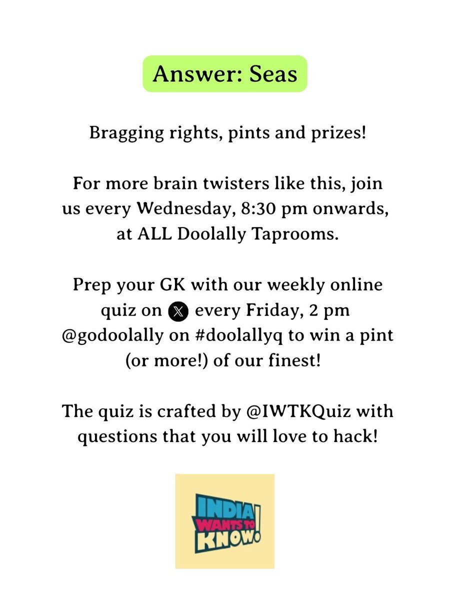 godoolally's tweet image. Trivia, banter and beer - the holy trinity of Wednesday nights. 
You can find this and more at ALL Doolally Taprooms (Andheri, Khar, Thane, Koregaon Park) 8:30 pm onwards. #pubquiz