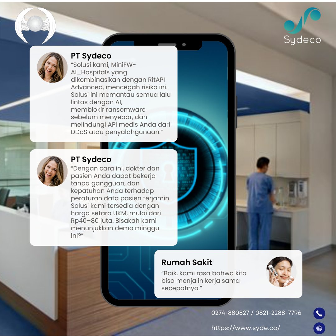 sspsydecoid's tweet image. ⚠️ Serangan siber ke Rumah Sakit! data pasien dicuri,  layanan terhenti, keamanan siber rumah sakit dipertanyakan!

CALL:  0274-880827 
WA:  0821-2288-7796
EMAIL: sydeco.indonesia@yahoo.com

#Cybersecurity #Kesehatan #RumahSakit #Teknologi #Indonesia #KeamananSiber #viral
