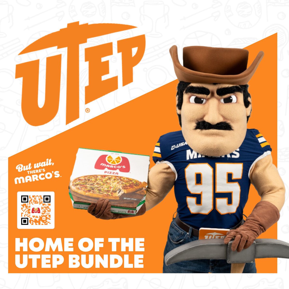 UTEPVB's tweet photo. Celebrate today’s win with the ultimate pizza deal! 🍕🔥 Grab the UTEP Bundle from @marcospizzaep and support scholarships for future Miners with every purchase! 🎓💙🧡 #UTEPBundle #MarcosPizza #SupportScholarships https://t.co/hWkqGsGeAB