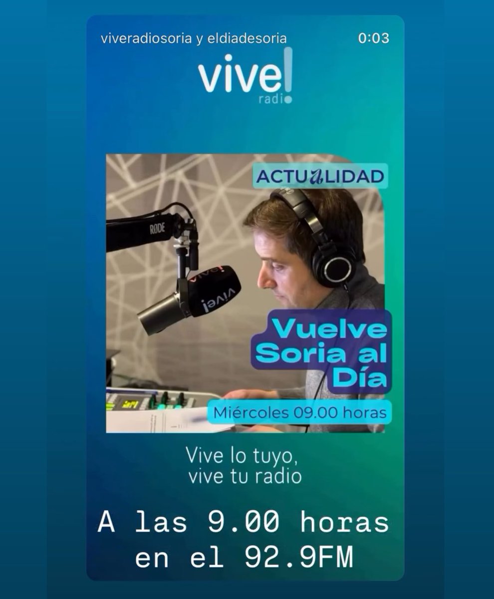 Con permiso de <a href="/AlfonBlasco/">Alfonso Blasco Macarrón</a> nos escuchamos cada miércoles a las 9 de la mañana en el 92.9 FM y en viveradio.es
Análisis de la actualidad desde la pluralidad, el respeto y la mesura. Ni jabón ni cera. Os esperamos 
<a href="/ivanoliver78/">Iván Juárez</a> <a href="/ElDiaDeSoria/">El Día de Soria</a>