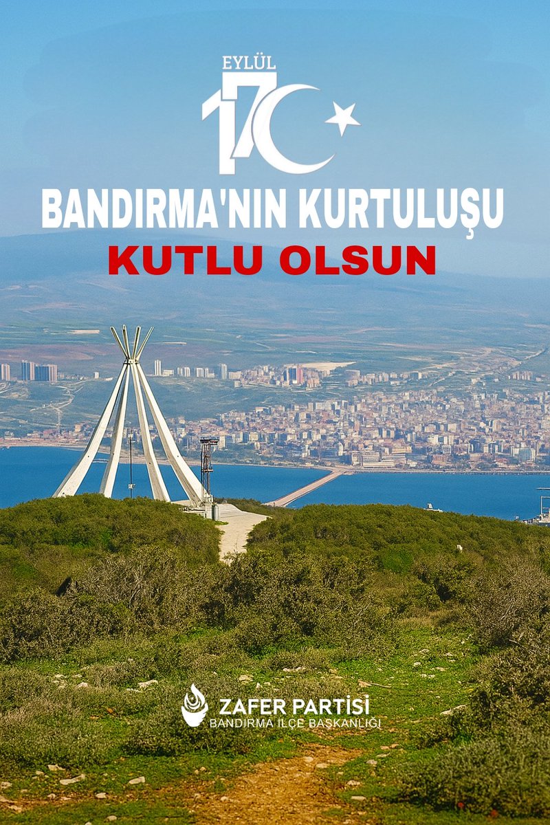 103 yıl önce bu gün son kurşun atıldı Bandıırmamız düşman işgalinden kurtuldu! 
17 Eylül Bandırma'nın kurtuluşu kutlu olsun. 

<a href="/umitozdag/">Ümit Özdağ</a> 
<a href="/zaferpartisi/">Zafer Partisi</a> 
#17Eylül