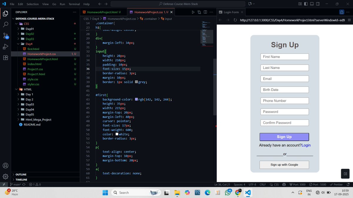 #Day10 Web development with
Rohit Negi Sir

Day 10 Complete....
Today Topics... 👇

✨What is Flexbox in CSS? :
✨Container Properties :
✨Wrapping and gap:
✨Practical Project: Create Login and Sign up Form

#rohitnegi #coderArmy #mernstack #WebDevelopment #DefenseChallenge