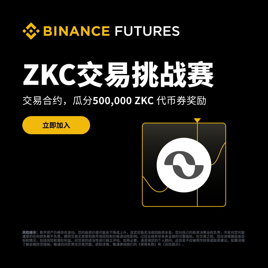 binancezh's tweet photo. 🔥 ZKC合约交易挑战赛火热开启！

加入以下挑战，瓜分50万 $ZKC 代币券大奖📈

1️⃣ 冲刺ZKC合约交易量排行榜
2️⃣ 成为前1,000名ZKC交易量超过10万USDT的大神

活动持续至9月25日，现在就报名👇https://t.co/NR2WQ8XMns https://t.co/xKYhEH9lUK