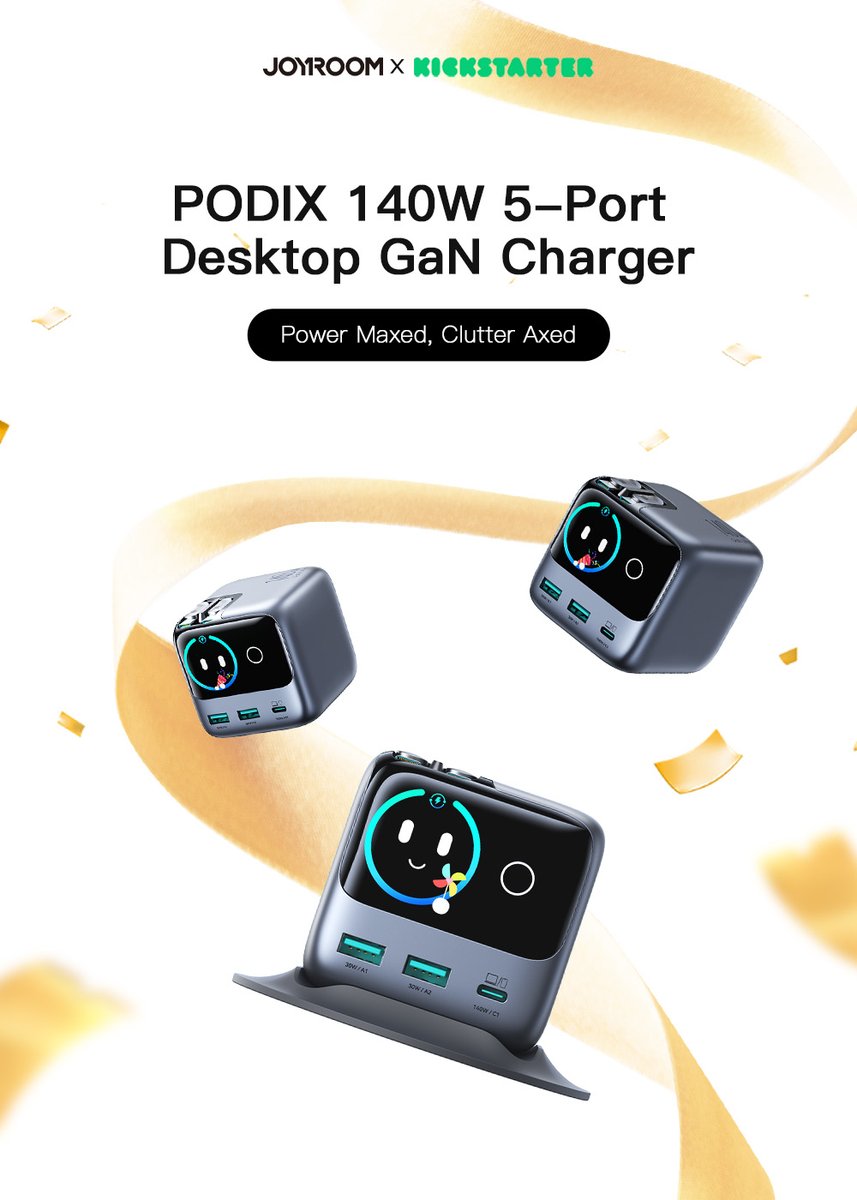 JOYROOMofficial's tweet photo. #JOYROOM PODIX 140W 5-Port Desktop GaN Charger is now LIVE on Kickstarter!  😀
🌈Grab the limited Super Early Bird Offer, Get 45% off discount — limited to the first 300 orders! 🥰
👉https://t.co/xpAZxsyVVV

#joyroom #charger #kickstarter #podix #charger https://t.co/FQd2umhLcz