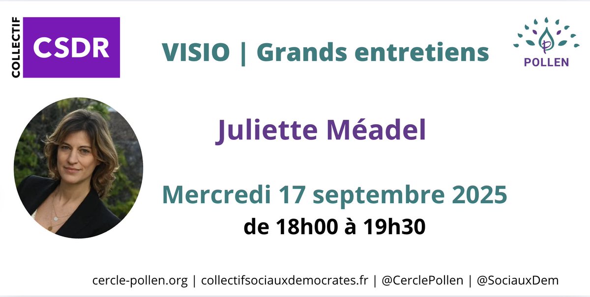 👩‍💻 Vous souhaiteriez participer à notre visio*, ce jour à 18h, autour de <a href="/juliettemeadel/">Juliette Méadel</a>, ministre démissionnaire de la Ville ? 

Fais-nous le savoir en message privé !

*Cette visio est co-organisée avec nos amis du <a href="/CerclePollen/">POLLEN | Cercle de réflexion social-réformiste</a>.