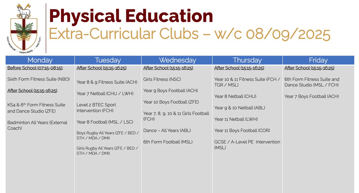 New Afterschool PE clubs are up and running.  15:15 - 16:25 every day! 🏐 🏉 🏋️ 🕺 ⚽️
