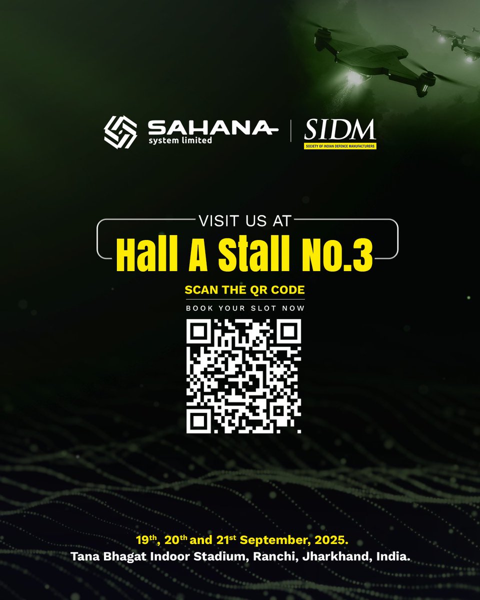 Only 2 days to go for EastTech Symposium 2025 in Ranchi!
Sahana System Ltd, Platinum Sponsor, will showcase anti-drone tech, radars &amp; EW solutions.
📍 Stall 03 | Sept 19–21
Book your slot: booking.sahanasystem.com/#/sahanasystem…