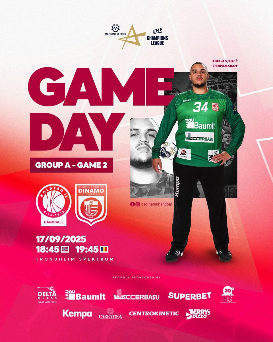 Dinamo Bucuresti Official (@dinamooficialcs) on Twitter photo HANDBAL. ZI DE MECI
🏆Machineseeker <a href="/ehfcl/">EHF Champions League</a>
💥Kolstad (NOR) - DINAMO
⏱19:45 / Trondheim Spektrum
🖥DigiSport 3 / Prima Sport
Vânăm primele puncte din grupă. Din țară, le transmitem energie băieților. Din sală, 20-25 de ”câini” vor ridica glasurile pentru campionii României. HANDBAL. ZI DE MECI
🏆Machineseeker <a href="/ehfcl/">EHF Champions League</a>
💥Kolstad (NOR) - DINAMO
⏱19:45 / Trondheim Spektrum
🖥DigiSport 3 / Prima Sport
Vânăm primele puncte din grupă. Din țară, le transmitem energie băieților. Din sală, 20-25 de ”câini” vor ridica glasurile pentru campionii României.