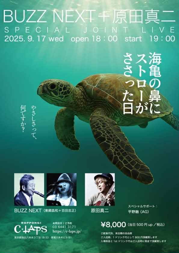 今日もまた酷暑🥵

さて、今日は原田真二くんとBUZZ NEXTの初のジョイントライブです🎶
おかげさまで、8月半ばにはチケット完売になり、来られなかった方々のためにも、このライブがこれからも続くように、最高のパフォーマンスお届けします🎶
みなさん、待ってます😃
#BUZZ NEXT
#原田真二