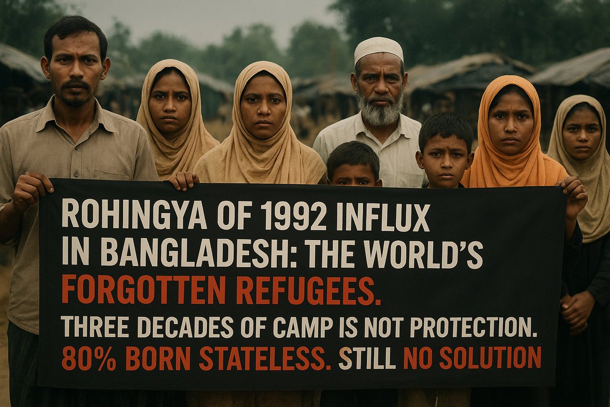 RRANforRohingya's tweet photo. Rohingya of 1992 influx: forgotten refugees. Others are resettled worldwide, but they remain trapped in camps for decades. 80% born stateless. They deserve durable solutions now. Decades of hardship isn't enough to find a sustainable solution? Untold history 
 #ResettleRohingya https://t.co/ijfM8ZNf57