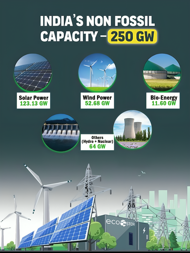 PMSuryaGhar's tweet image. A proud moment for India — 250 GW of non-fossil capacity achieved! This leap from 81 GW in 2014 shows our unmatched commitment to sustainable growth. We’re on track for 500 GW by 2030. 

#250GWofNonFossilPower #PMSuryaGhar #MNRE #SuryagharSavings #MuftBijliYojana #RooftopSolar