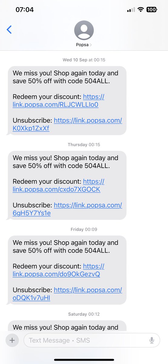 keepingitwelsh's tweet photo. Hey @popsa, I don’t want to have to unsubscribe as I actually quite like receiving your offers… but EVERY DAY? It’s excessive. 

I get it, you miss me… but please tone it down 🙏🏼 https://t.co/Qi72zCD0VK