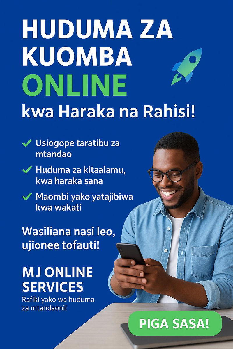MajaliwaMi95596's tweet image. 🔥 Haraka. Rahisi. Salama.
MJ Online Services iko hapa kukusaidia kuomba ONLINE bila stress!
👉 Jaribu leo ujionee tofauti!
#SmartApplication #WeAreOpen 
Contact us via 0789104216 tsup and normal calls