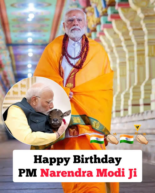 <a href="/narendramodi/">Narendra Modi</a> <a href="/rashtrapatibhvn/">President of India</a> Happy Birthday to Hon’ble Prime Minister Narendra Modi Ji!
🌍🙏 Bharat is proud of you, Modi Ji.
Wishing you a long, healthy, and prosperous life in the service of the nation. 🇮🇳💐
May Mahadev bless you with good health, strength, and wisdom to continue guiding Bharat towards