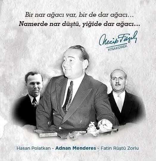 ariftufekci44's tweet photo. Türkiye Cumhuriyeti Başbakanı Demokrasi Şehidi #AdnanMENDERES ve yol arkadaşları Maliye Bakanı #HasanPOLATKAN ve Dış İşleri Bakanı #FatinRüştüZORLU'ya Cenab-ı Allah'tan rahmet diliyorum.
(İdam Tarihi: #17Eylül1961-İmralı Adası) https://t.co/tmqJwm9p4v