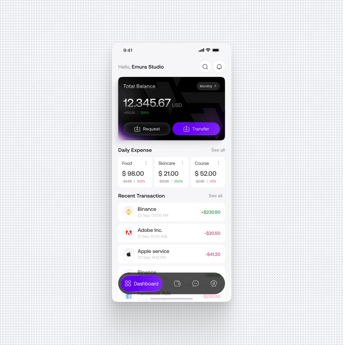 EmuraStudio's tweet photo. A clean and modern finance app UI that makes managing money feel simple and effortless.
Bringing clarity, efficiency, and a smooth experience to every financial journey. ✨📱

#FinanceApp #Finanpay #EmuraStudio #UIDesign #WebDesign https://t.co/9mbsiB0mAL