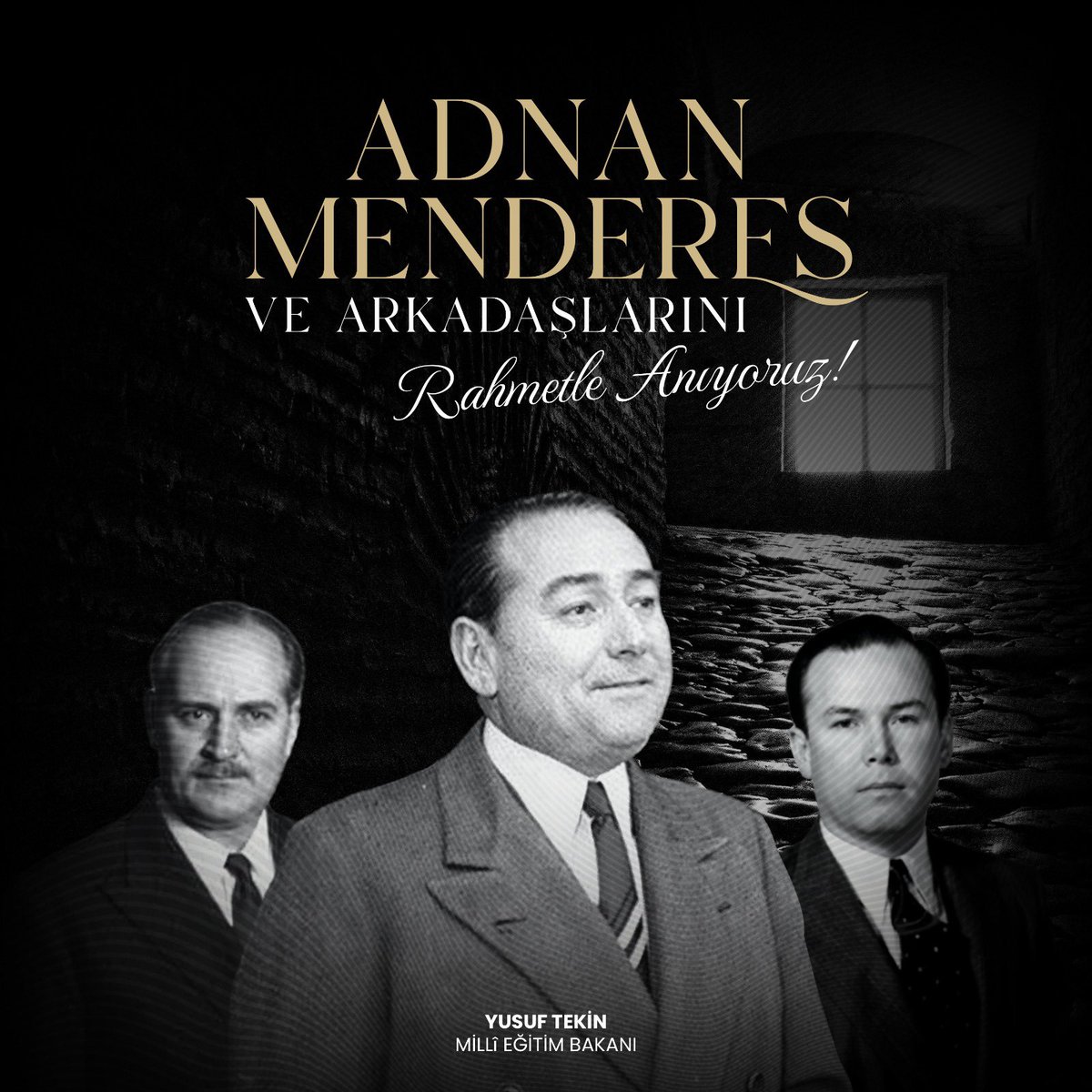 Yusuf__Tekin's tweet photo. Bugün, merhum Başbakan Adnan Menderes, Maliye Bakanı Hasan Polatkan ve Dışişleri Bakanı Fatin Rüştü Zorlu’nun 27 Mayıs darbecileri tarafından verilen idam kararıyla yaşamlarına son verilişinin 64. yıl dönümü.

Bilinmelidir ki tüm darbeler gibi 27 Mayıs da ülkemizin demokrasi ve kalkınma hamlesini engellediği gibi yüreklerde de derin yaralar açmıştır.

Ülkelerine hizmet etmekten başka gayeleri olmayan bu değerli şahsiyetleri milletimizden kopararak yaşamlarına son verenleri, bu büyük millet asla unutmayacaktır. Bu üç devlet adamımız, aziz milletimizin nezdindeki müstesna yerlerini her daim koruyacaktır.

Bu vesileyle tüm demokrasi şehitlerimizi saygı ve rahmetle anıyorum. Mekânları cennet, ruhları şad olsun inşallah.