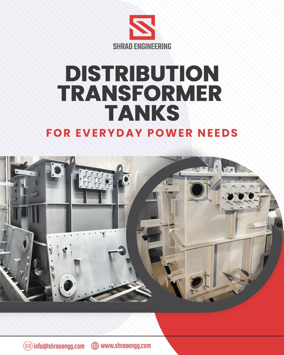 shraoeng's tweet image. Reliable energy starts with strong protection.
At Shrao Engineering, our Distribution Transformer Tanks are engineered to safeguard transformers and ensure uninterrupted power across residential, commercial, and industrial networks.
#DistributionTransformer #Shraoengineering