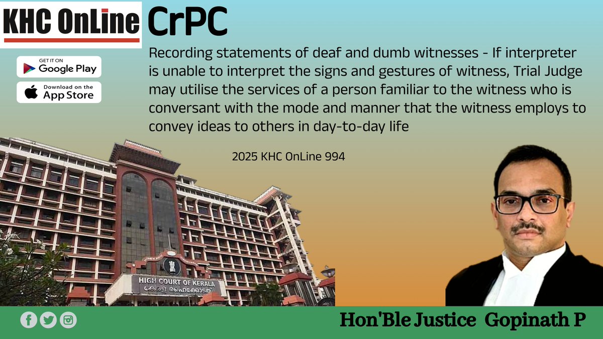 khconline1's tweet image. #CriminalProcedureCode #DeafAndDumbWitness #InterpreterServices #TrialProcedure #LegalAccess #JusticeForDisabled #InclusivityInLaw #JudicialDiscretion #EvidenceLaw #WitnessTestimony #RightToFairTrial #IndianJudiciary