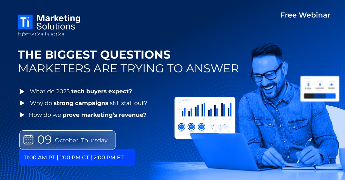 TechInformed's tweet image. Strong campaigns. Stalled pipeline. Same old questions.

🔹 What do tech buyers expect in 2025?
🔹 Why do leads drop off?
🔹 How do we prove revenue impact?

Get the answers in our upcoming webinar → marketing.techinformed.com/building-bette…

#b2bmarketing #Webinar #demandgen #techmarketing