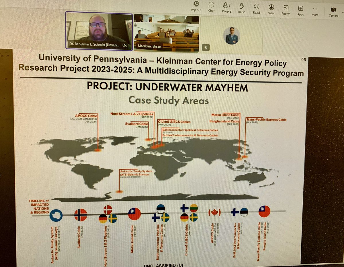 Today, <a href="/BLSchmitt/">Dr. Benjamin L. Schmitt🇺🇸🇺🇦🇪🇺🇹🇼</a> of <a href="/KleinmanEnergy/">Kleinman Energy</a> had a guest lecture in my Energy&amp;Society course at <a href="/uniofjyvaskyla/">University of Jyväskylä</a> discussing multidisciplinarity of #energy security with a focus on his extensive research on the #security of critical infrastructure. Thanks for the opportunity Dr Schmitt!