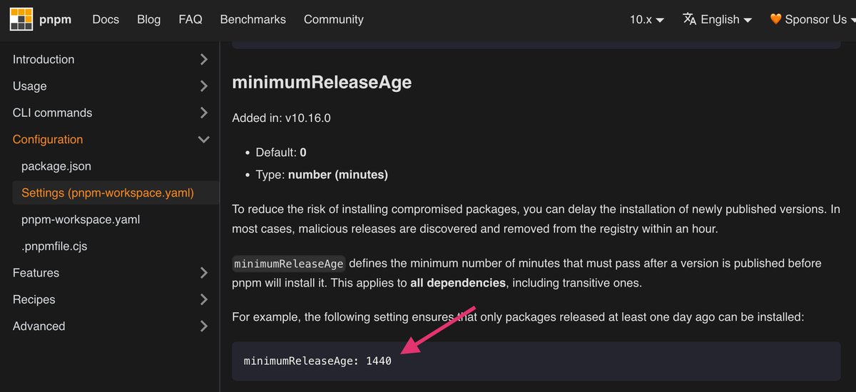 cyb3rops's tweet image. If you’re looking for ways to reduce the risk from compromised #NPM packages, here’s a solid post from Hacker News. I contains a few practical steps to harden your setup:

- Use pnpm. It’s faster, takes less space, and blocks post-install scripts by default. Most of them are…
