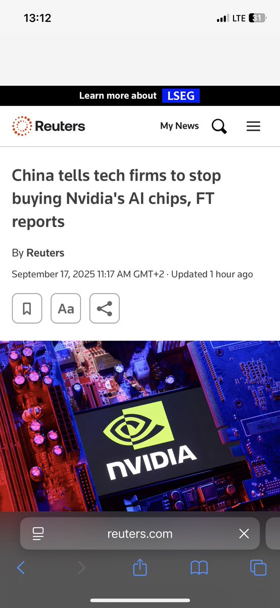 🔵BARCHART: CINA: vietato l'acquisto di chip Nvidia alle aziende tecnologiche