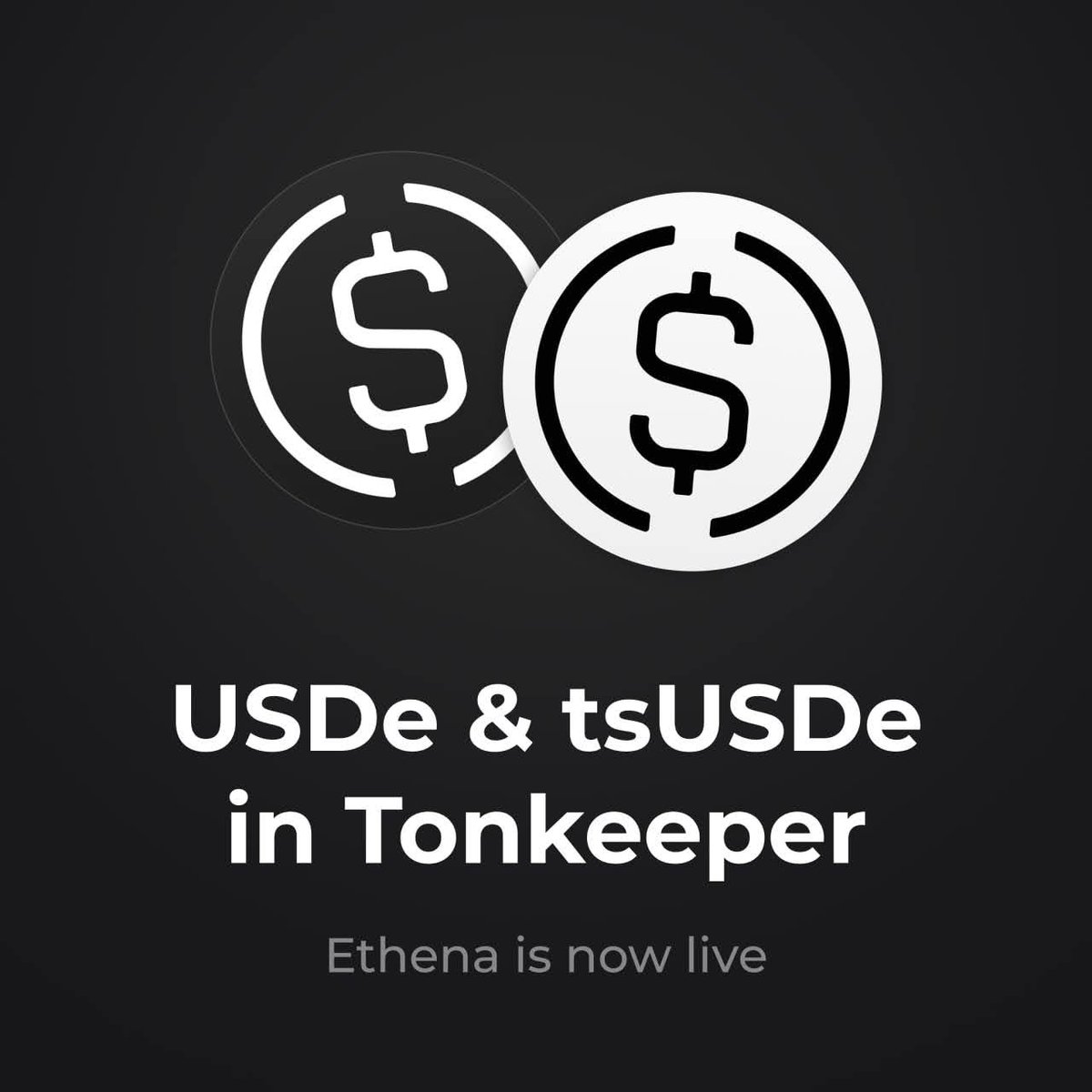 💰 USDe &amp; tsUSDe by <a href="/ethena_labs/">Ethena Labs</a> just landed in <a href="/tonkeeper/">Tonkeeper</a> (iOS + Android)!

What you can do:
🔷 Track balances + APY
🔷 Stake USDe → tsUSDe to earn rewards
🔷 Watch APY update weekly
🔷 Boost yields in TON

Disclaimer: The information provided is for educational purposes only