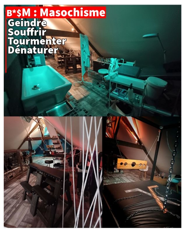 Besoin de lâcher prise ?
Envie de laisser son corps à la merci d'un esprit sadique ?
L'Atelier des Deux L, chambre d'hôte #BDSM, vous met à disposition vous propose un lieu pour exprimer vos désirs.
#donjonbdsm #dungeonbdsm #playroom #loveroom #secretroom #masochism #sadism