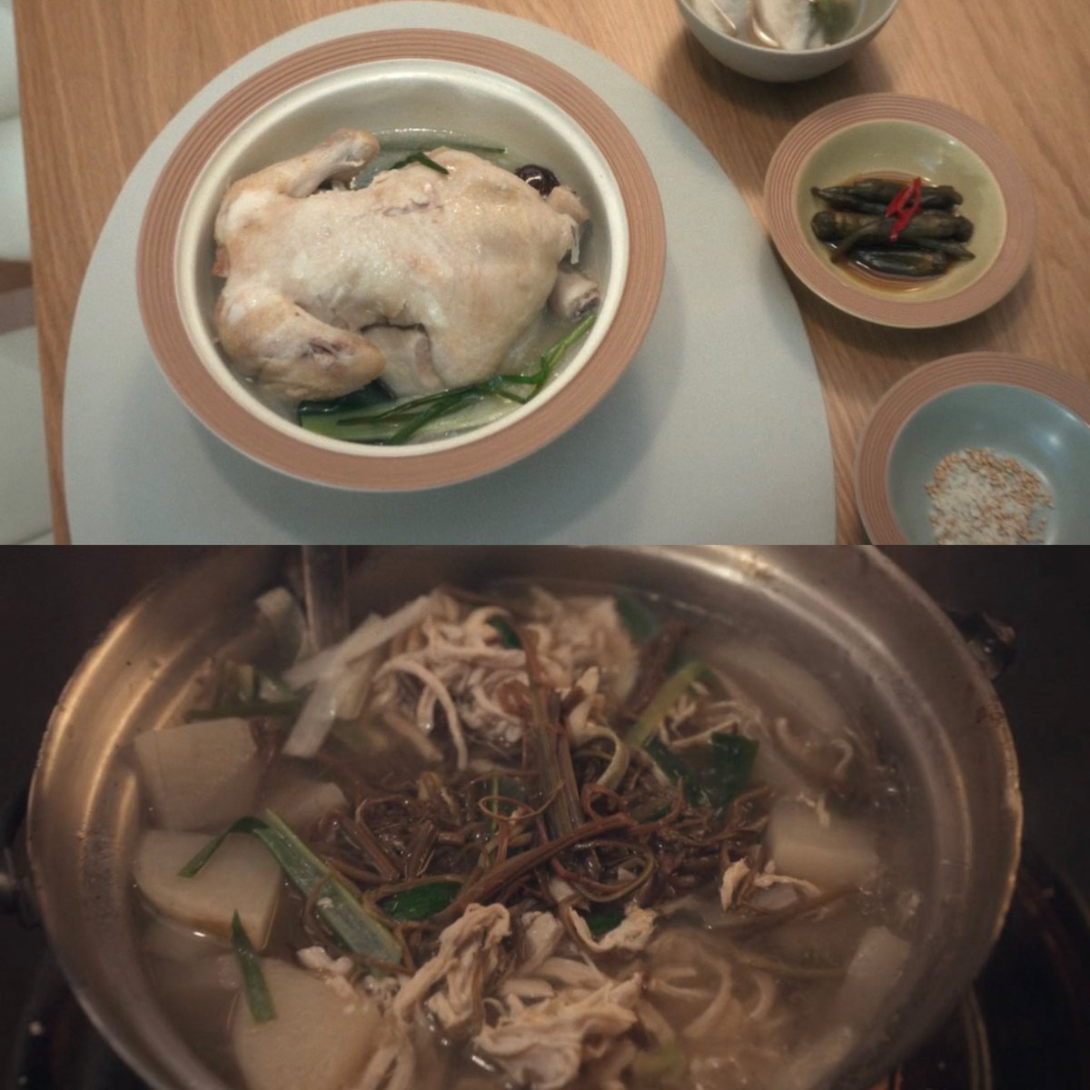 UserSsam's tweet photo. Because Miji said Moonju doesn’t like food that requires extra work like a whole chicken in a bowl with the skin &amp; everything like Sanho did at first, I think he cut the chicken into smaller pieces the next time he cooked for Moonju oh this guy 😭 #TempestEp5 https://t.co/yLljccVK4H
