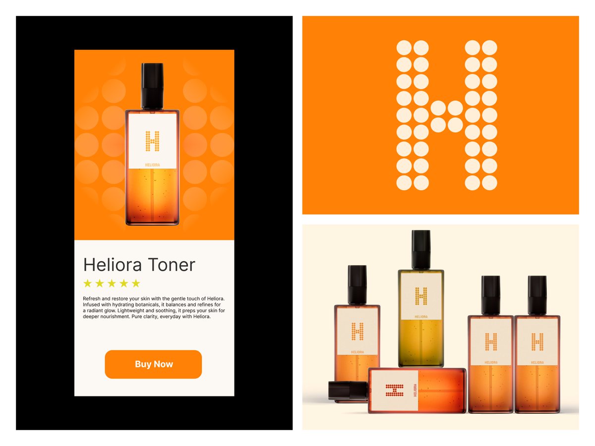 Vexo_Lab's tweet image. Heliora - Cosmetic Toner Logo Branding