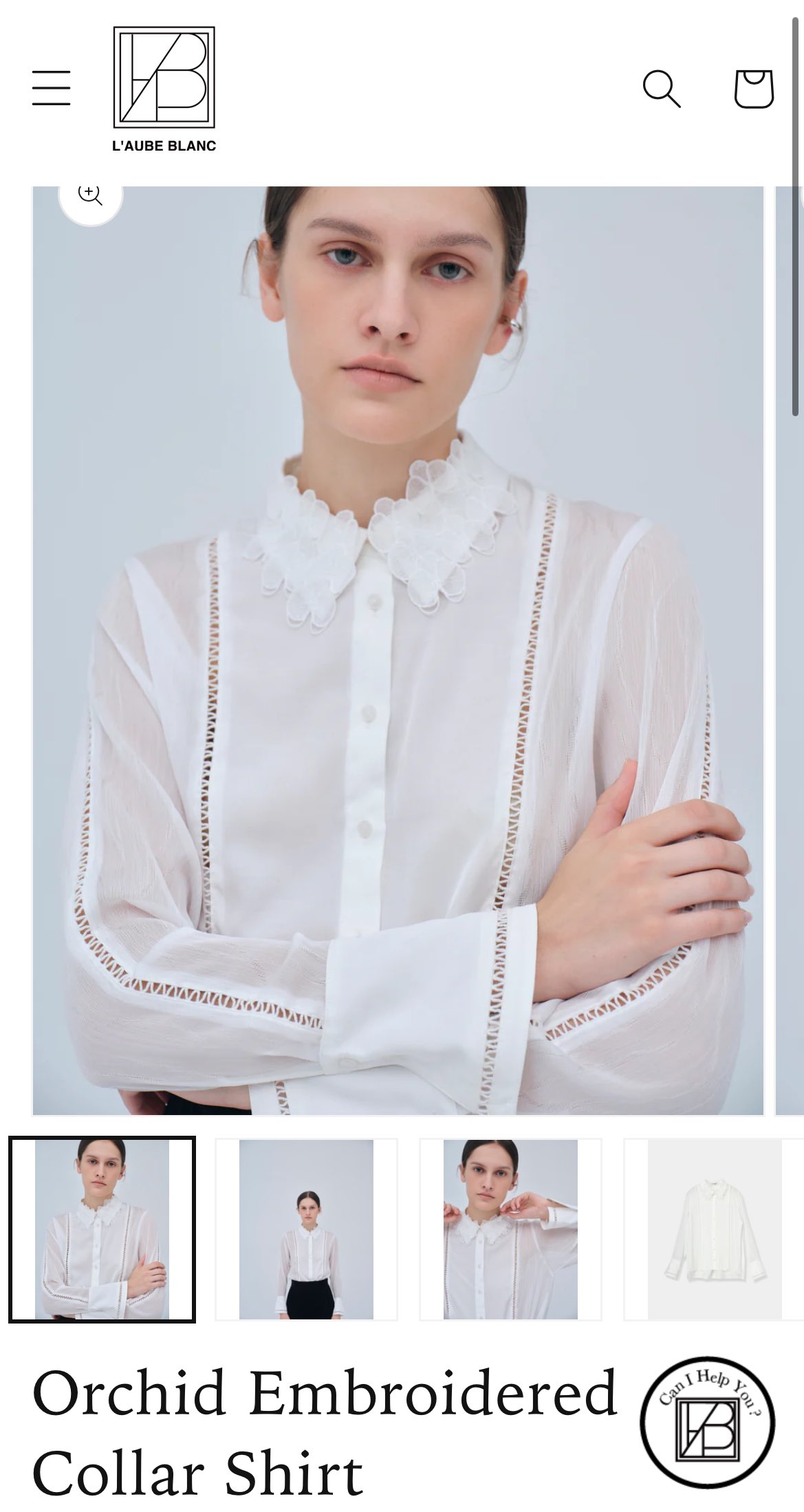 トップス laubeblanc OrchidEmbroidered CollarShirt Orchid Embroidered Collar Shirt – L'AUBE BLANC