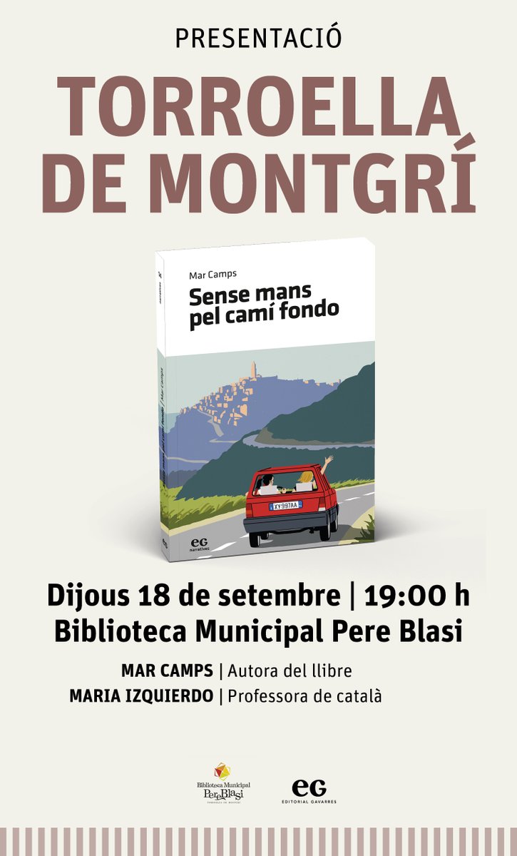 🙌 La <a href="/marcampsmora/">Mar Camps</a> explicarà demà què significa anar sense mans pel camí fondo amb el Montgrí com a testimoni de les coses. Ho farà a la <a href="/bibliotorroella/">Biblio Pere Blasi</a> acompanyada per la professora Maria Izquierdo. Hi sereu benvinguts i benvingudes!