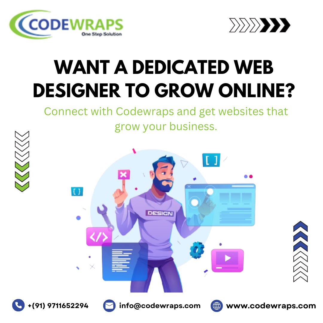 codewraps_it's tweet image. Looking for a dedicated web designer to grow online? Codewraps builds stunning, responsive &amp;amp; business-driven websites that fuel success. 

📞 +91 9711652294  
info@codewraps.com 
 codewraps.com 

#WebDesign #Codewraps #GrowOnline