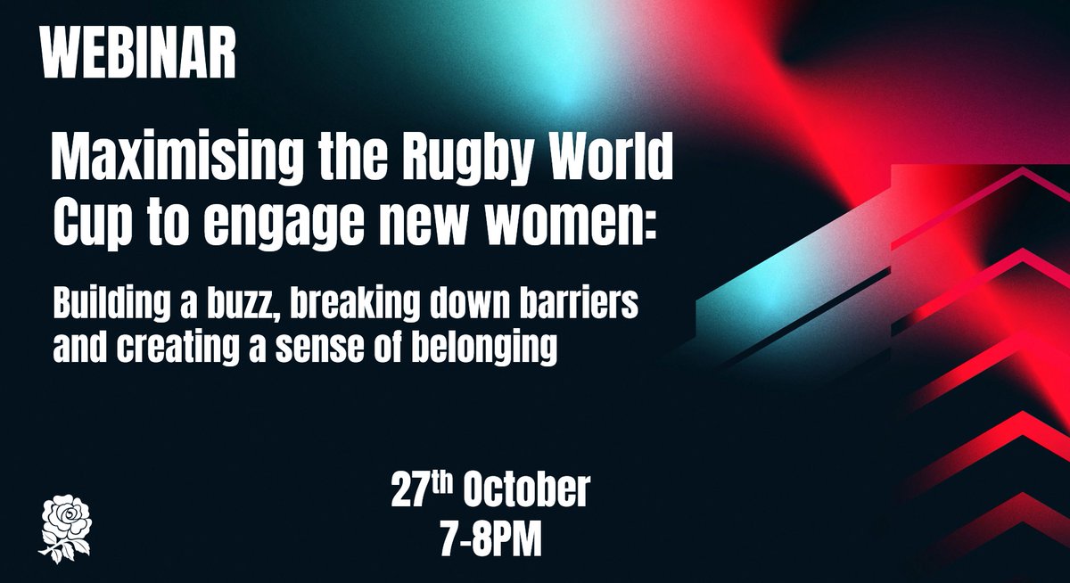 Maximising the Rugby World Cup to engage new women: Building a buzz, breaking down barriers and creating a sense of belonging

📅 Monday 27th October
🕖 7pm-8pm
🔗us06web.zoom.us/webinar/regist…