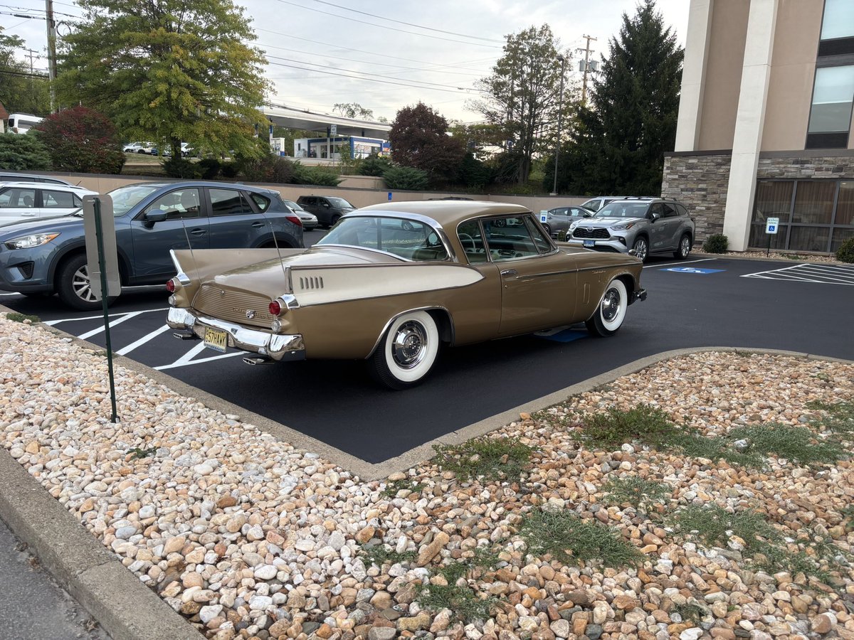 rlriley62's tweet photo. Seen this little jewel in the parking lot of the motel this morning… 1957 Studebaker Golden Hawk… #StudebakerGoldenHawk https://t.co/SILrjRxD7j