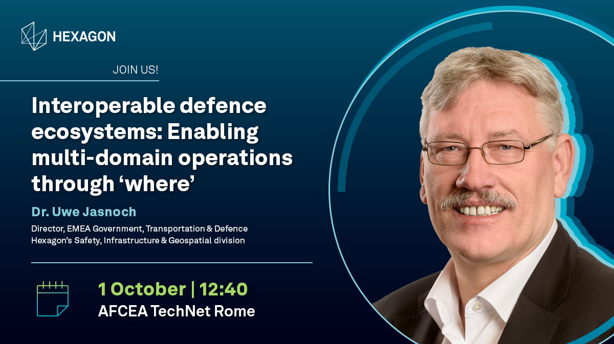 HexagonSIG's tweet image. Attending AFCEA #TechNet Europe? Make sure Uwe Jasnoch's talk is on your agenda! He'll discuss the value of interoperable architectures and explain how AI and advanced analytics enable MDO. hxgn.biz/46nrWoy
#TechNetEurope #defence #ai #mdo @AFCEA @AFCEAEurope