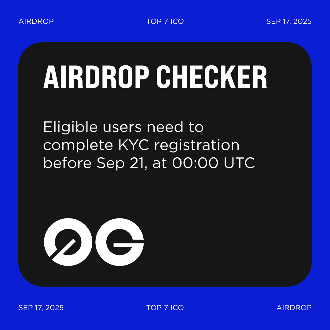 top7ico's tweet photo. 0G Labs #0G introduces #AirdropChecker
Airdrop Criteria including selected 0G Discord roles, 0G #kaitoyap, one gravity #NFT holders and social quests (@IntractQuests & @Galxe).
❗️Eligible users need to complete KYC registration before September 21, at 00:00 UTC
Airdrop Checker ▶️ https://t.co/Id7nMUrljz
#0GLabs
