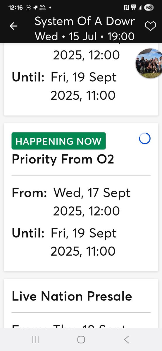 tinkerbell0677's tweet photo. @TicketmasterCS @TicketmasterUK what is this screen about? Trying to get O2 priority but just blue circle. https://t.co/QjUoMBZg9I