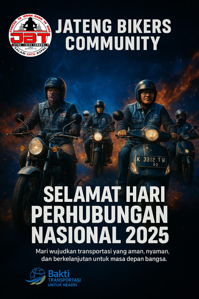 Selamat Hari Perhubungan Nasional 2025
Mari wujudkan transportasi yang aman, nyaman, dan berkelanjutan untuk masa depan bangsa.
#SalamSedulurSatuJalur
#SalamSatuAspal
#HariPerhubunganNasional