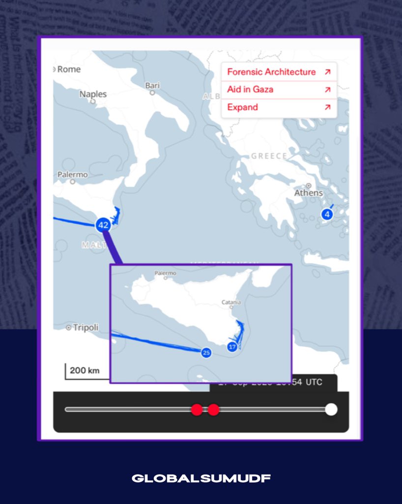 Boats that set sail from Tunisia and Italy are soon to unite in the Mediterranean, charting their course together towards Gaza