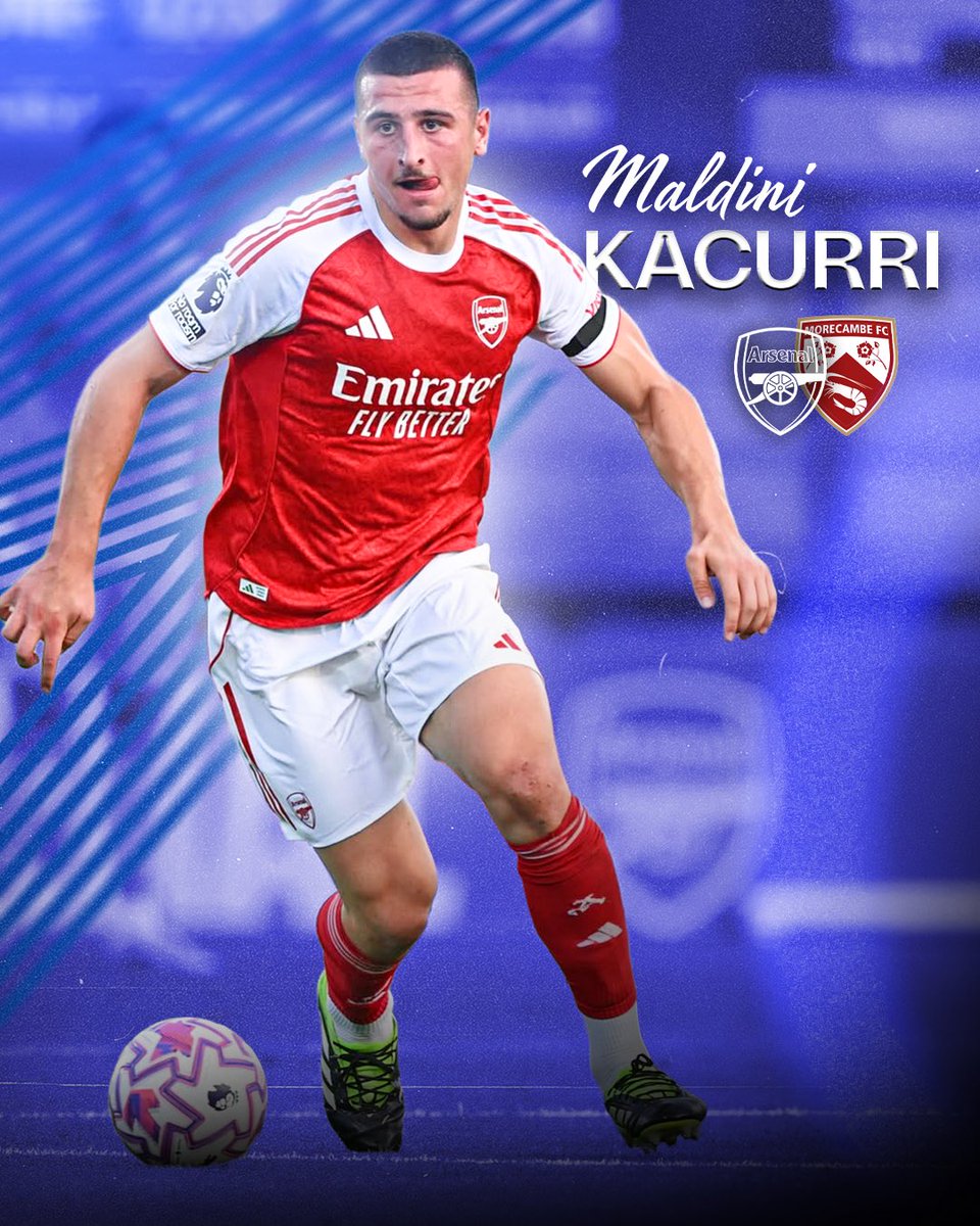 Arsenal and Albania international defender Maldini Kacurri has signed for Morecambe on loan 🤝

#WiM🌍 | #Arsenal | #MorecambeFC