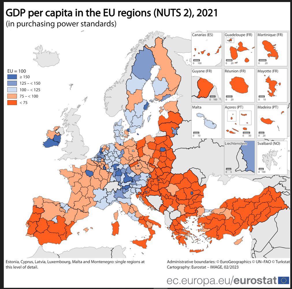 «C’est spectaculaire, en termes de richesse par habitant, la France n’est plus que dixième en Europe. Nous n’appartenons plus à la catégorie des pays du Nord mais des pays du Sud»

Si on retire la région Ile-de-France , c’est encore plus spectaculaire, l’immense majorité du