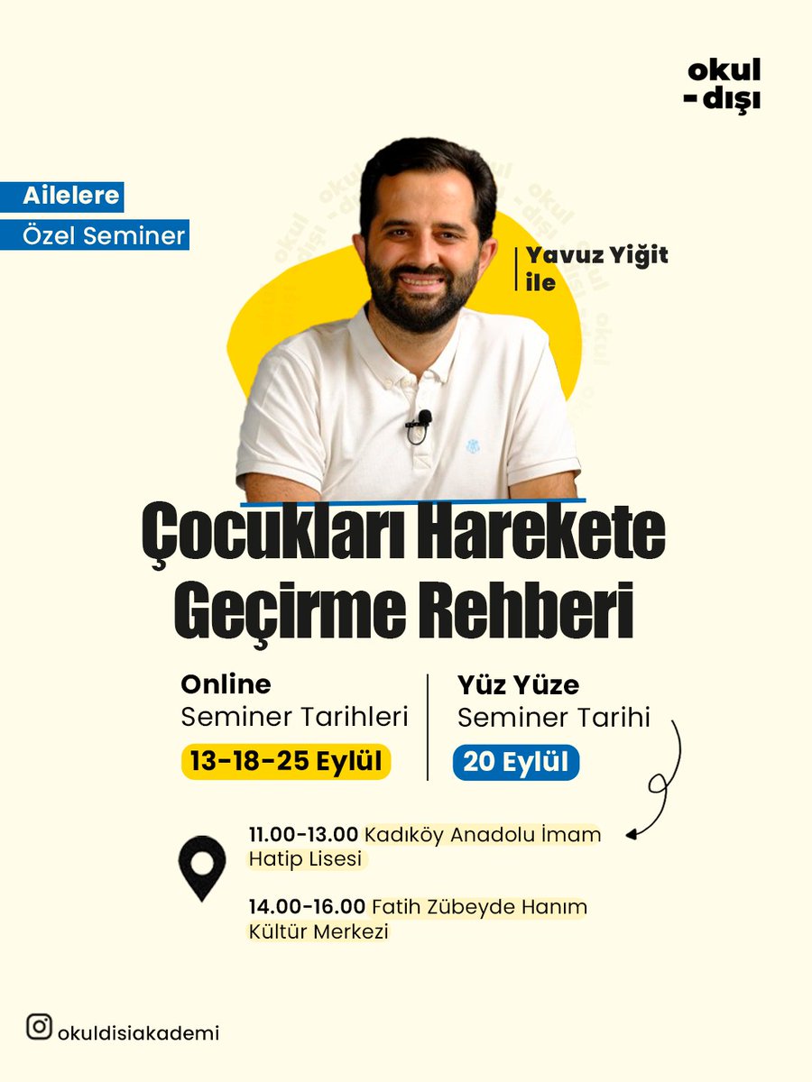 🌟 Ailelere Özel Ücretsiz Seminer 🌟

🔗 Başvuru için;
forms.gle/wycxKiFW2akT4H…