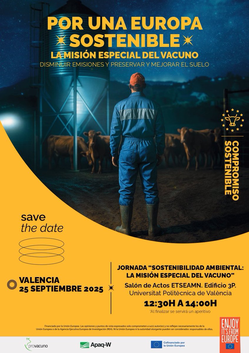 #EventoETSEAMN
😃Interesante jornada para conocer cómo el vacuno🐮 puede contribuir a disminuir emisiones y a preservar y mejorar el suelo.
👉Promovida por nuestro profesor 👨‍🏫Fernando Estellés.
📅 25 de septiembre
🕛 12:30h – 14:00h
📍 Salón de Actos, Edificio 3P.