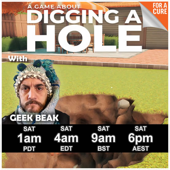 We’re digging deep this weekend! 🪓 <a href="/BeakCharity/">GeekBeak</a>  (aka geekbeak on Twitch) is joining Game Over for Dementia playing A Game About Digging a Hole! Tune in, cheer them on, and support <a href="/AlzResearchUK/">Alzheimer's Research UK</a>  💜 👉 twitch.tv/geekbeak #Twitch #Charity
