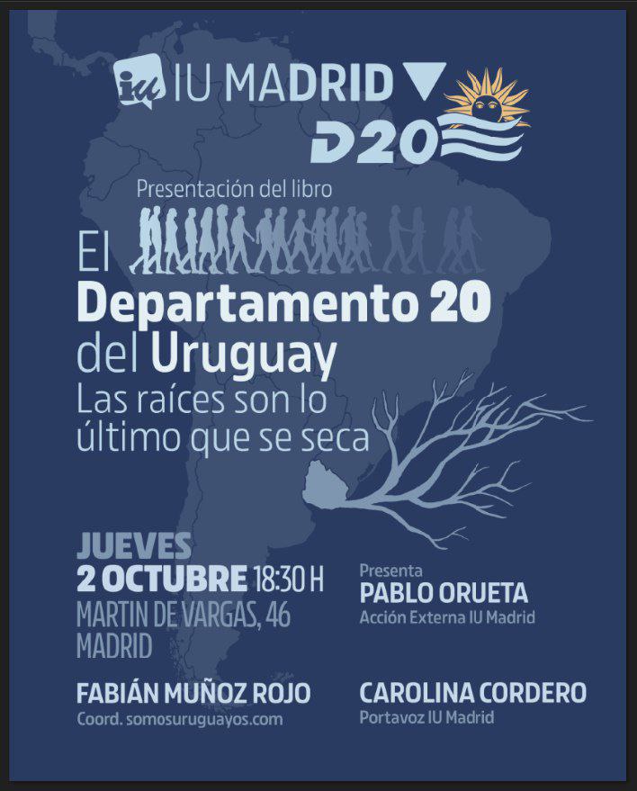📚 Ven al acto de presentación de “El Departamento 20 del Uruguay”.

Explora la diáspora uruguaya, la “patria peregrina” que mantiene identidad, vínculos y derechos más allá de fronteras.

🗓 2 de octubre | ⏰ 18:00-20:30 | 📍 C/ Martín de Vargas, 46