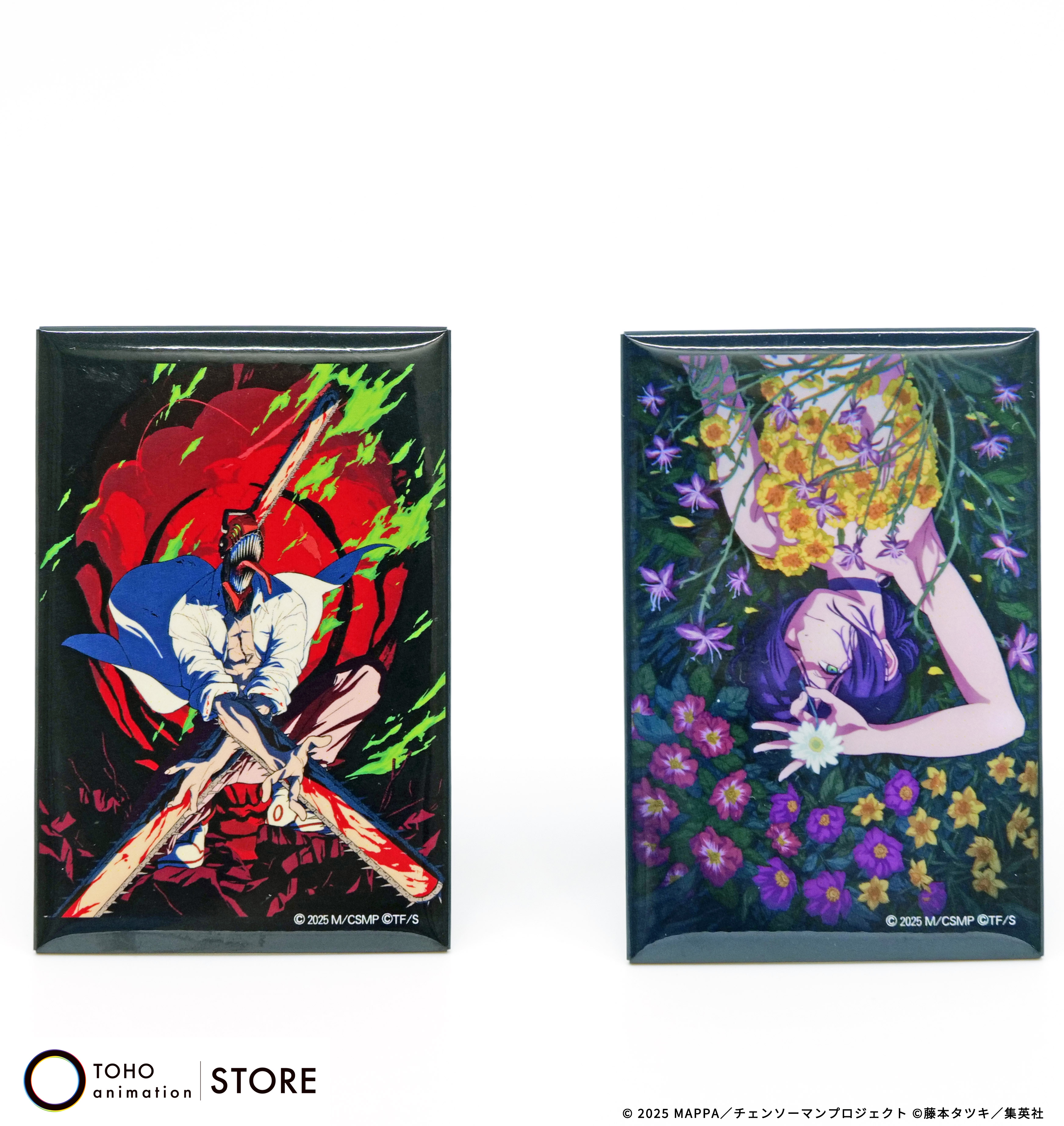 チェンソーマン レゼ篇 前売り特典 スタンド付きスクエア缶バッジ 2個セット 劇場版『チェンソーマン レゼ篇』前売特典：スタンド付き