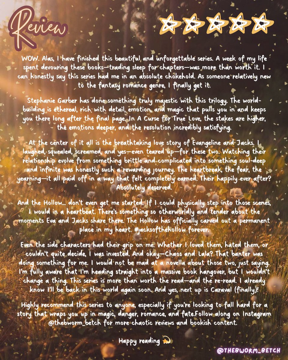 thebookworm_b's tweet photo. 📖 - A Curse For True Love  
✏️- Stephanie Garber @StephanieG67893 

💖💖💖💖💖

Check out my review below! 
#booktwt #evajacks #fantasy #romancebooks https://t.co/eJ1SiHIQTi